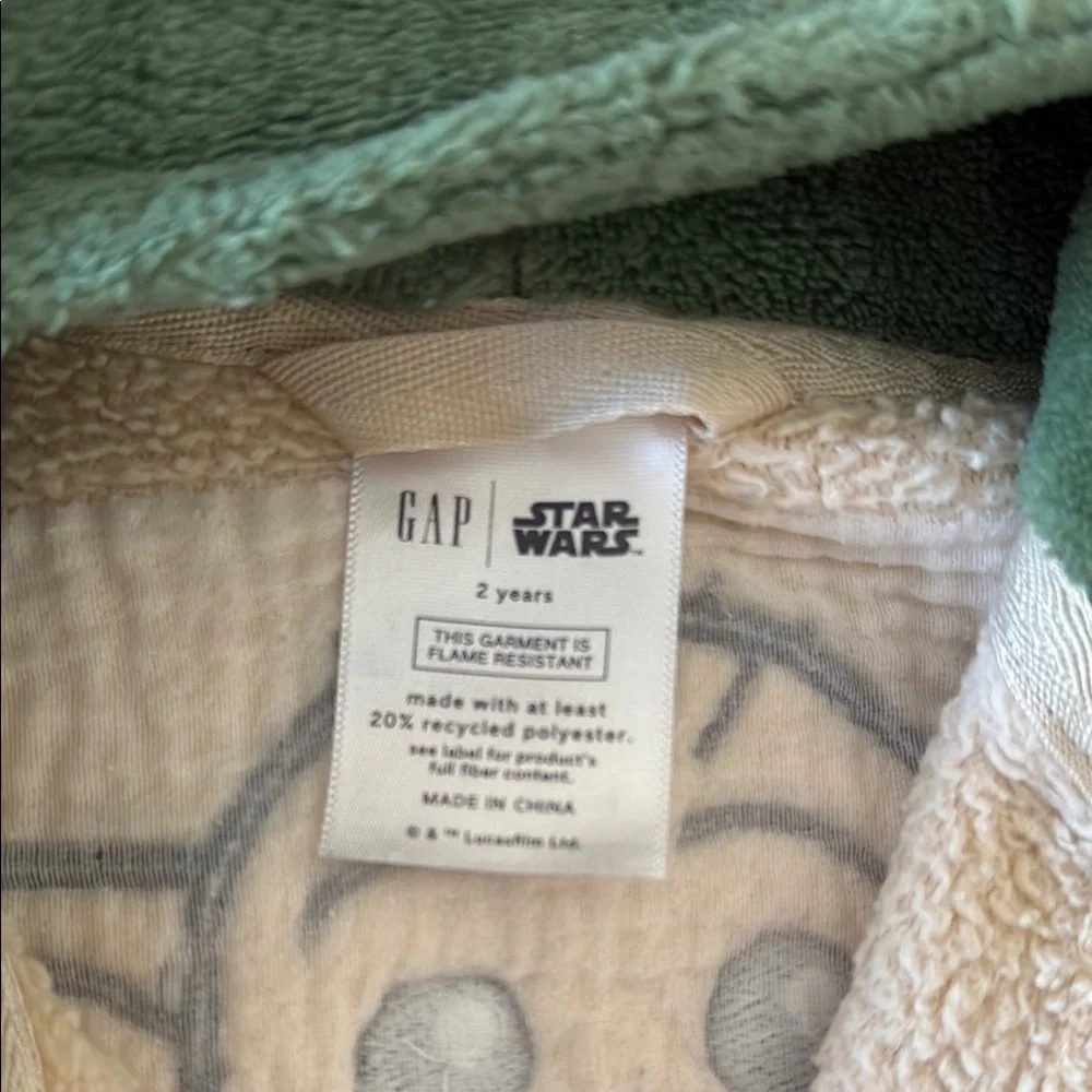 Baby Gap Star Wars Gender Neutral Adorable Baby Yoda Grogu Tan Fleece Robe!